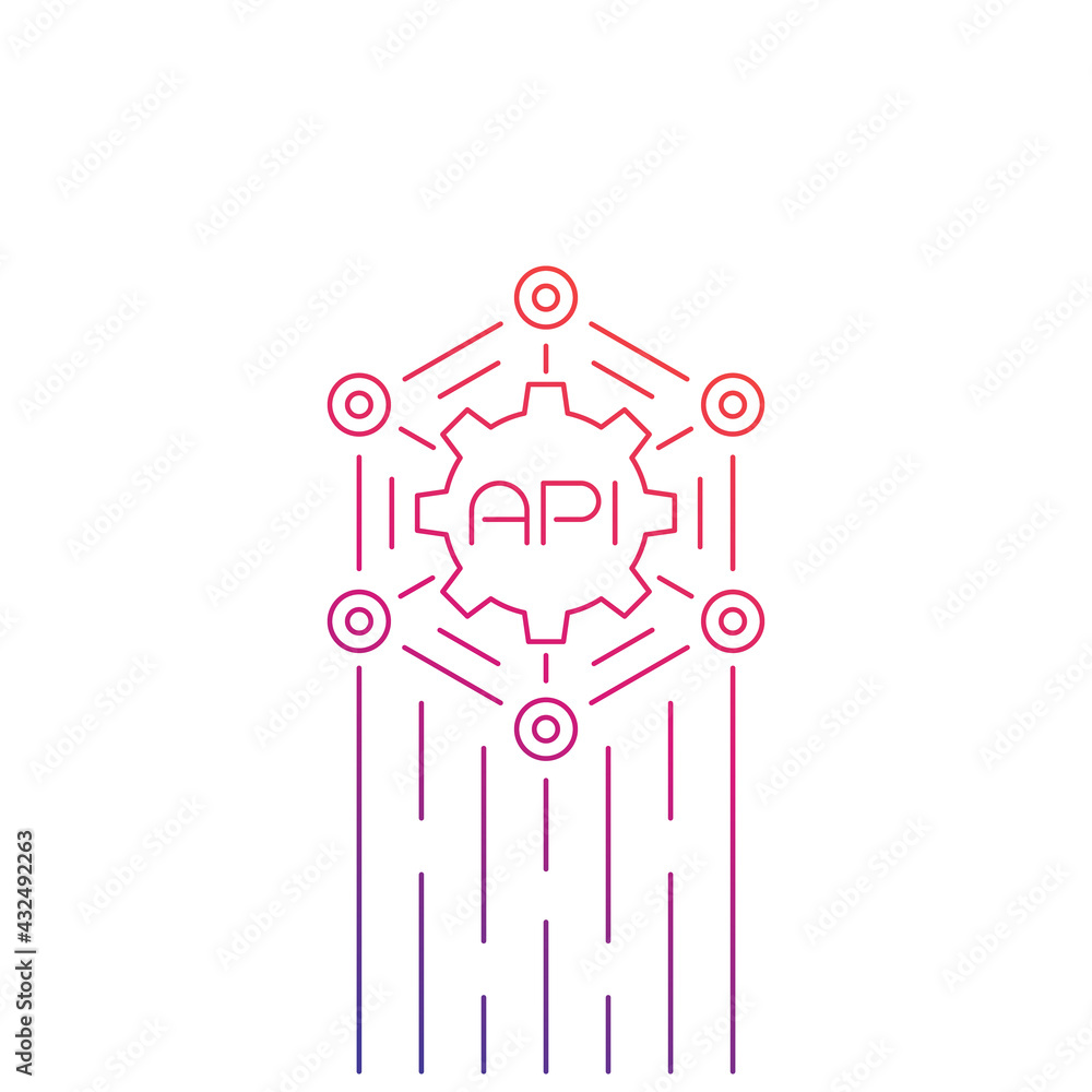 Poster API, software integration, vector line art