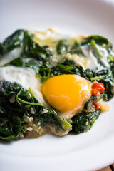 spicy stir fried spinach with egg also known as Nargesi