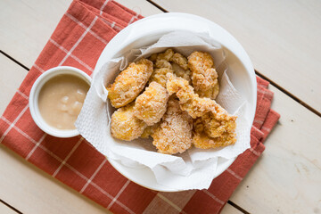 turmeric fried chicken breast with gravy