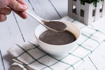 yummy Asian food black sesame porridge