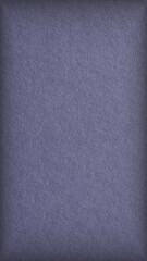 Fototapeta premium The surface of purple blue cardboard. Grey paper texture with cellulose fibers. Dark natural mobile phone wallpaper with vignetting. Generic gray vertical background. Top-down. Macro