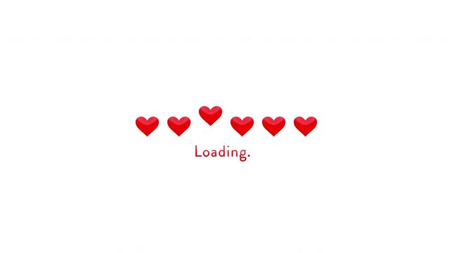 Bouncing hearts loading bar animation, on white, black and green backgrounds