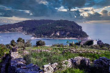 aerial view of portovebere palmaria island and la spezia gulf © manola72