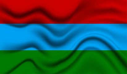 Abstract waving flag of Karelia with curved fabric background. Creative realistic waving flag of Karelia vector background