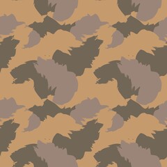 Brown Brush Stroke Camouflage Abstract Seamless Pattern Background