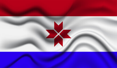 Abstract waving flag of Mordovia with curved fabric background. Creative realistic waving flag of Mordovia vector background