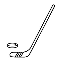 Hockey icon isolated in black on a white background. Hand drawn element, vector illustration.