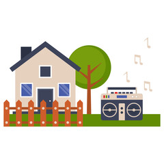 Nuisance or Noisy Neighbour Concept Vector Color Icon Design, neighbourhood conflicts Stock illustration, bad neighbors Symbol