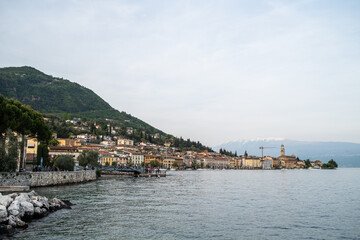 Fototapeta na wymiar Typical old city on italian lake