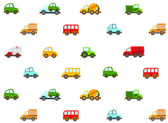 Baby city cars. Vector cartoon illustrations for kids, nursery, poster, card, birthday party, baby t-shirts.