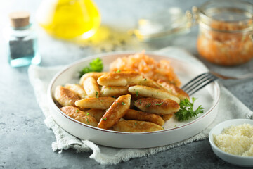 Traditional German potato dumplings served with parsley