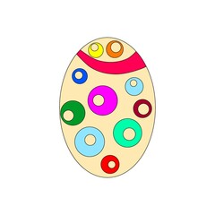 Colorful Easter egg, with various decorations and designs, isolated on a white background.