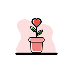 Love Plant Vector Icon Conceptual Design Illustration
