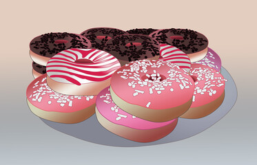 Colorful donuts on a plate