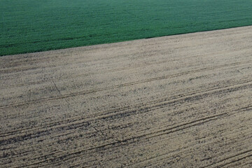 Naklejka premium Farming fields from a bird's eye view. Agricultural landscape.