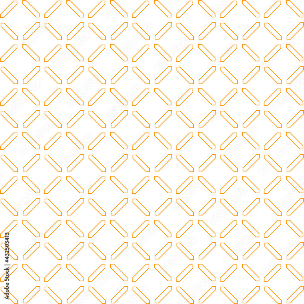 Wall mural simple seamless pattern made with lines, x cross geometric pattern, shapes with orange color, white 