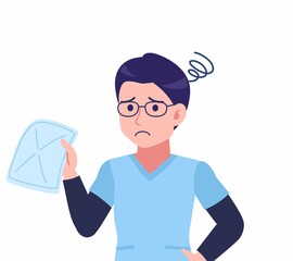 ブルーのシャツを着た若い男性