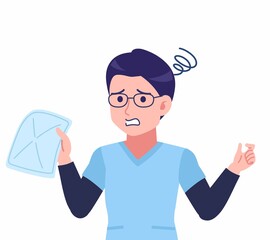 ブルーのシャツを着た若い男性