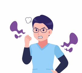 ブルーのシャツを着た若い男性