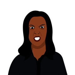 Black angry lady with isolated or white background. black girl with half body showing angry reaction
