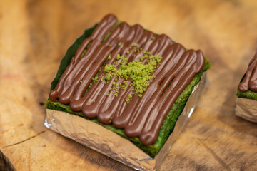 A variety of brownie cakes, very tasty.