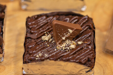 A variety of brownie cakes, very tasty.