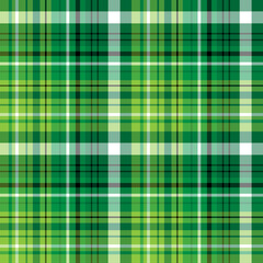 Seamless pattern in great green, white and black colors for plaid, fabric, textile, clothes, tablecloth and other things. Vector image.