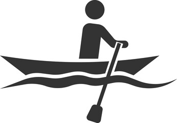 Icon of a floating man in a boat with oars.
