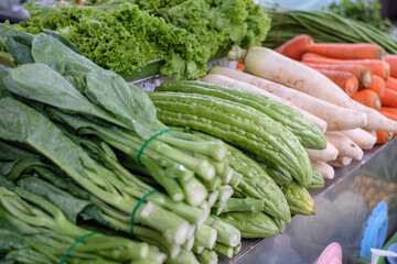 Seasonal vegetables sold in fresh markets in northern Thailand.