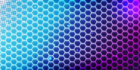 Hexagon neon abstract background