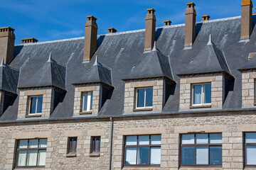 Toiture d'ardoises. Bretagne. Finistère