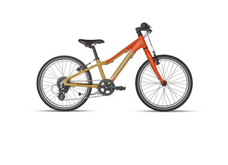 Brown orange bicycle isolated on white background​ with cutout have clipping path