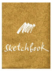 SKETCHBOOK. Lettering on kraft background. Typography for covers of notebooks and sketchbooks. 