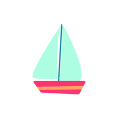 Sailboat or sailboat, yacht at sea. Cartoon style. Icon. Vector.
