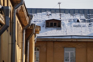 the roof is snow-covered