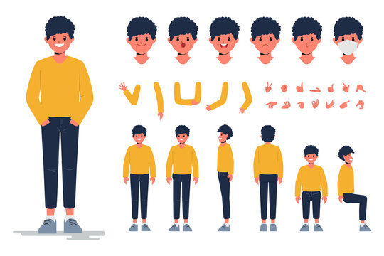 Young man character creation design for Animation cartoon flat design.