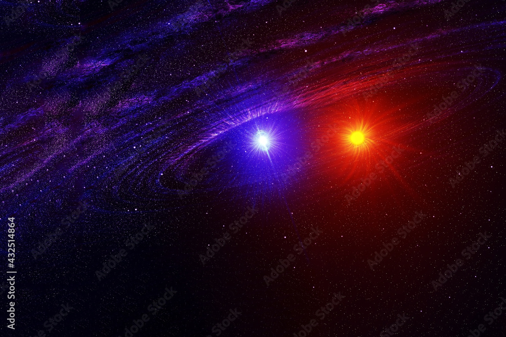 Wall mural double star in outer space. elements of this image were furnished by nasa.