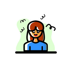 Cute Smiling Woman Conceptual Vector Illustration Design Icon