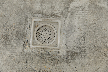 water drain in the concrete floor
