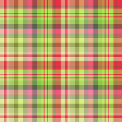 Seamless pattern in bright pink, green and red colors for plaid, fabric, textile, clothes, tablecloth and other things. Vector image.