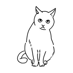 お座りする猫の線画イラスト