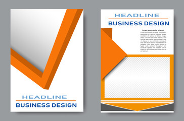   Orange triangle, rectangle, frame. Brochure template made from simple geometric shapes. Design for annual report, flyer, layout, book cover.