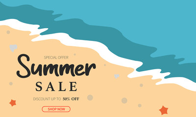 Summer Sale Template Beach Wave