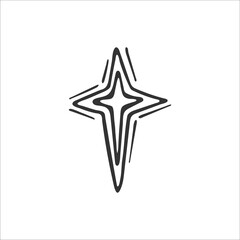 Hand-drawn star isolated on white background. Symbol of the Birth of Jesus Christ. Christianity and religion. Vector illustration