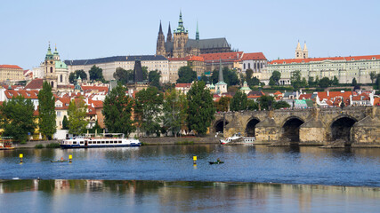 Fototapeta na wymiar St. Vitus Cathedral and The Charles Bridge at Prague