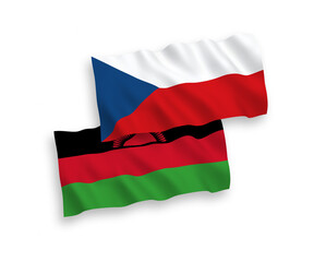 Flags of Czech Republic and Malawi on a white background