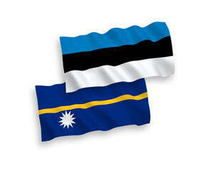 Flags of Republic of Nauru and Estonia on a white background