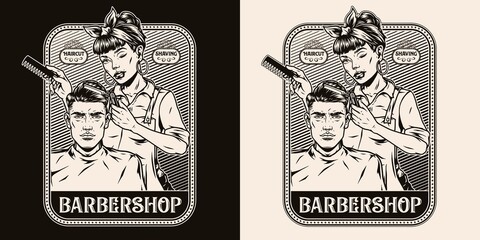 Obraz premium Barbershop vintage emblem