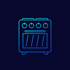 oven icon, thin line vector
