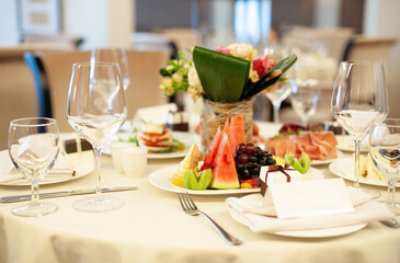 table set for a dinner on wedding